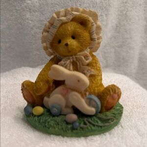 Cherished Teddies Green and White Base Figurine